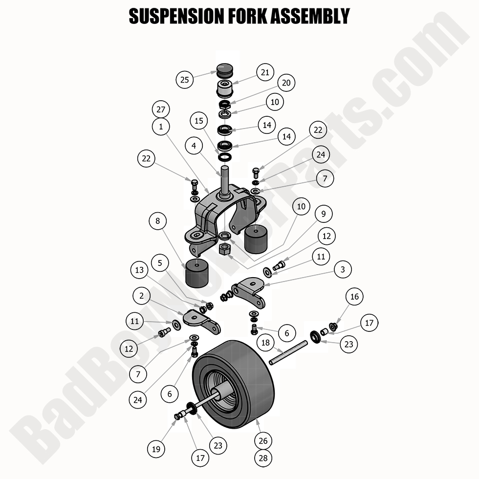 2383 - Bad Boy Mower Parts Lookup > 2020 > Diesel - 1500cc > Suspension Fork Assembly